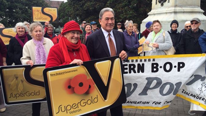 Winston Peters with SuperGold Card holders