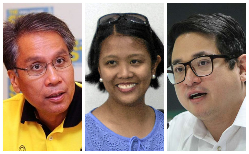 Mar Roxas, Nancy Binay and Bam Aquino collage