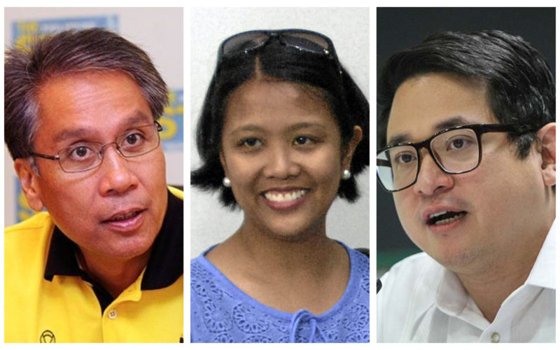 Mar Roxas, Nancy Binay and Bam Aquino collage