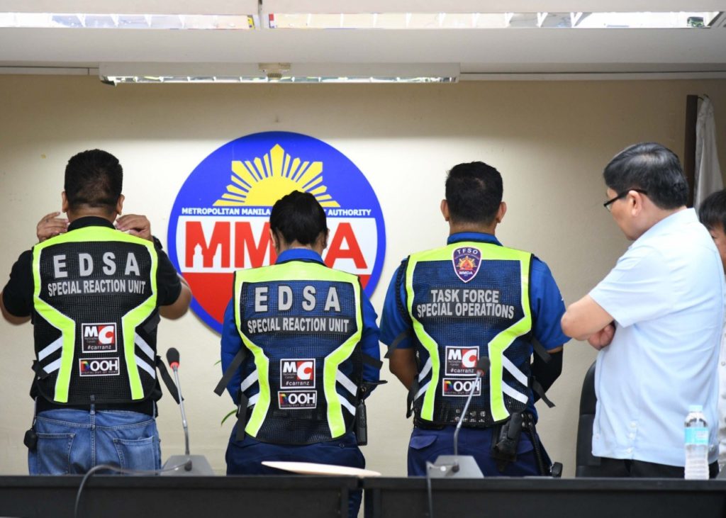 MMDA Chairman Bong Nebrija inspects his traffic enforcers