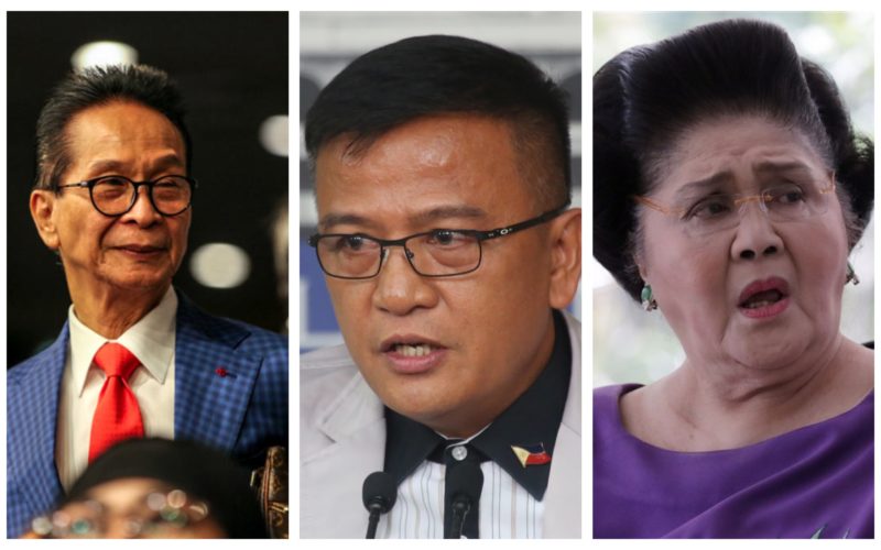Collage of Salvador Panelo Nicanor Faeldon Imelda Marcos