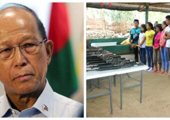 Defense Secretary Delfin Lorenzana and fake NPA surrenderees