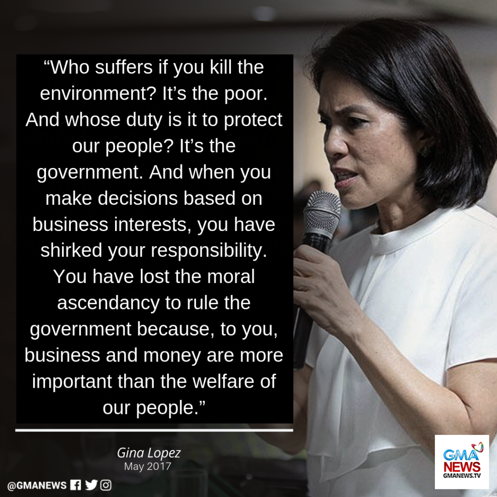 Gina Lopez quote business interests
