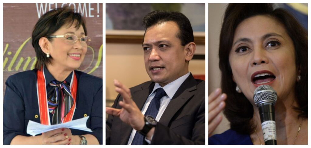 Potential 1Sambayan nominees for the presidency: (from left) Movie star Vilma Santos-Recto, former Senator Antonio Trillanes IV, Vice President Leni Robredo.