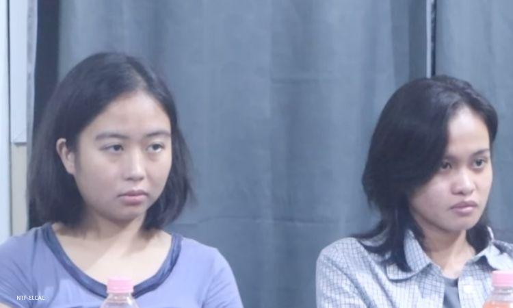 Jhed Tamano (left) and Jonila Castro are presented for the first time since they both went missing, during a press conference by the NTF-ELCAC. (Photo: NTF-ELCAC)