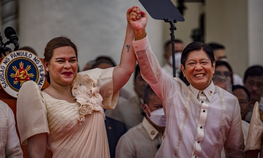 President Ferdinand Marcos Jr. (right), the late dictator's only son and namesake, is now the President of the Philippines. His deputy, Vice President Sara Duterte (left), is also a political nepo-baby, the daughter of former President Rodrigo Duterte. (Photo: Ezra Acayan/Getty Images)