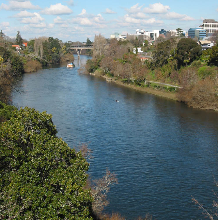Waikato River passing through Hamilton, NZ