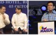 Collage photo of Rodrigo Duterte at Hakbang ng Maisug forum; photo of Bongbong Marcos and Martin Romualdez