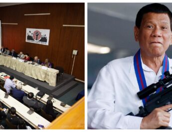 Banner photo of a collage of a photo of the International People's Tribunal and former President Rodrigo Duterte.