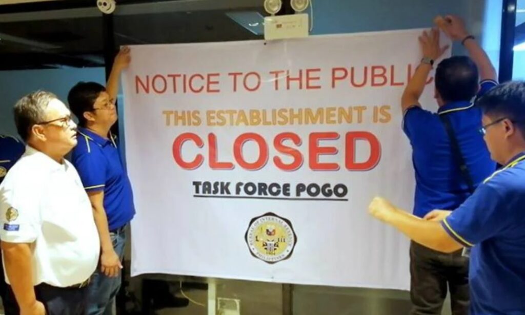 A POGO establishment is shut down by Philippine authorities. (Photo: UNTV News)