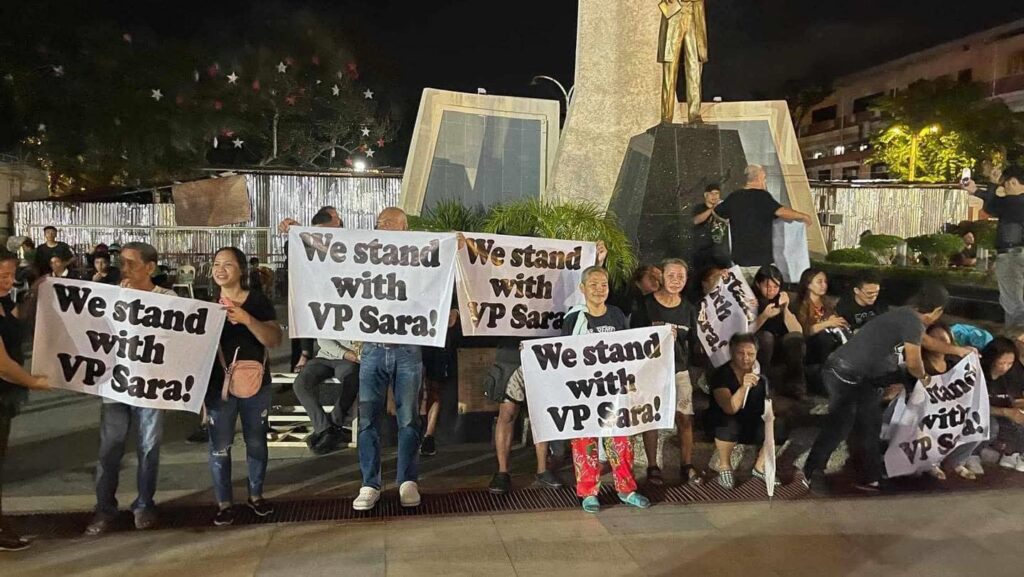 Duterte supporters appropriating the EDSA People Power Shrine in support of Vice President Sara Duterte. (Photo: Credit unknown)