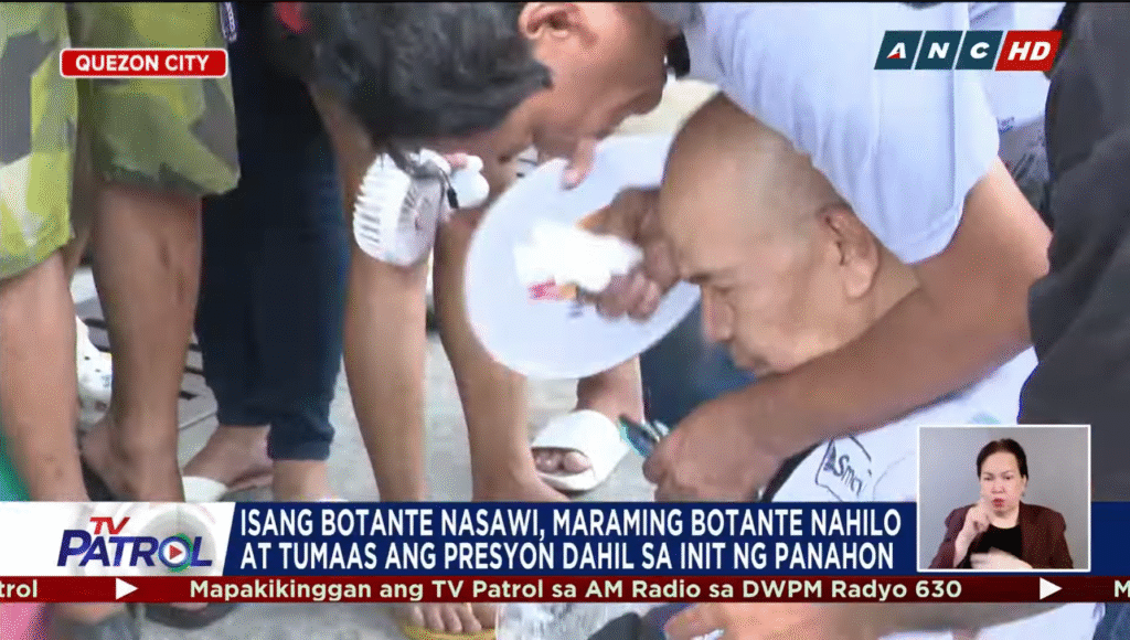 ABS-CBN News Channel (ANC) reports of one fatality, and several people collapsing/experiencing dizziness while queuing up to vote. (Screengrab: ANC Youtube video)
