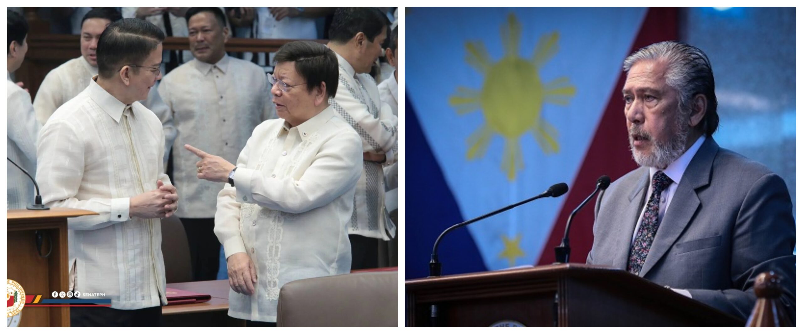 Banner collage photo of Senator Chiz Escudero and Senator Rodante Marcoleta and new Senate President Vicente Tito Sotto III.